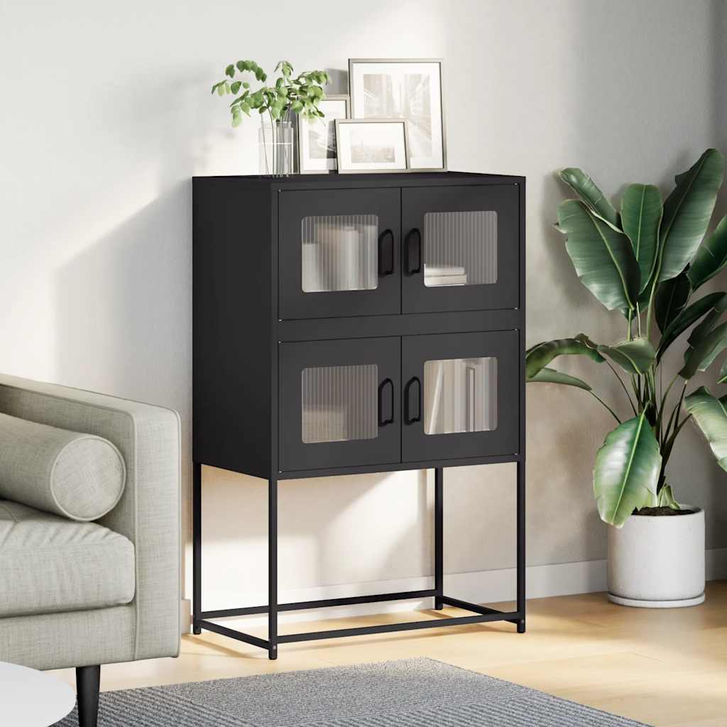Hoge kast 68x39x107 cm staal zwart
