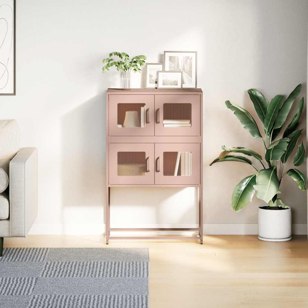 Hoge kast 68x39x107 cm staal roze