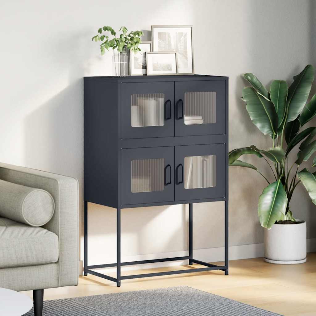 Hoge kast 68x39x107 cm staal antracietkleurig