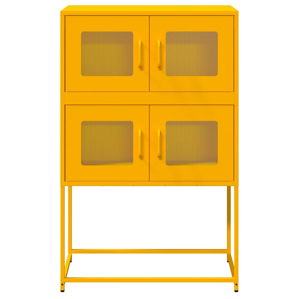 Hoge kast 68x39x107 cm staal mosterdgeel
