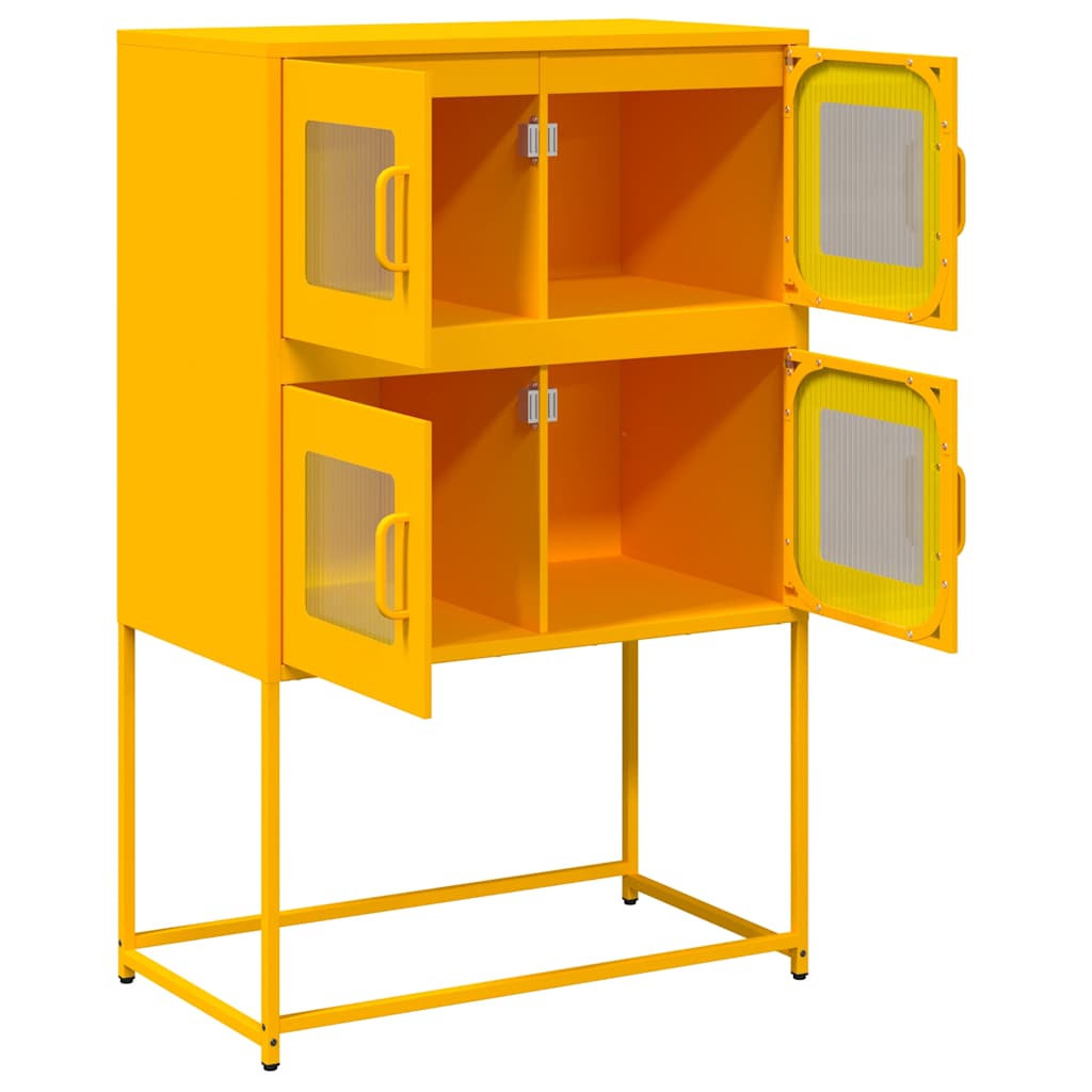 Hoge kast 68x39x107 cm staal mosterdgeel