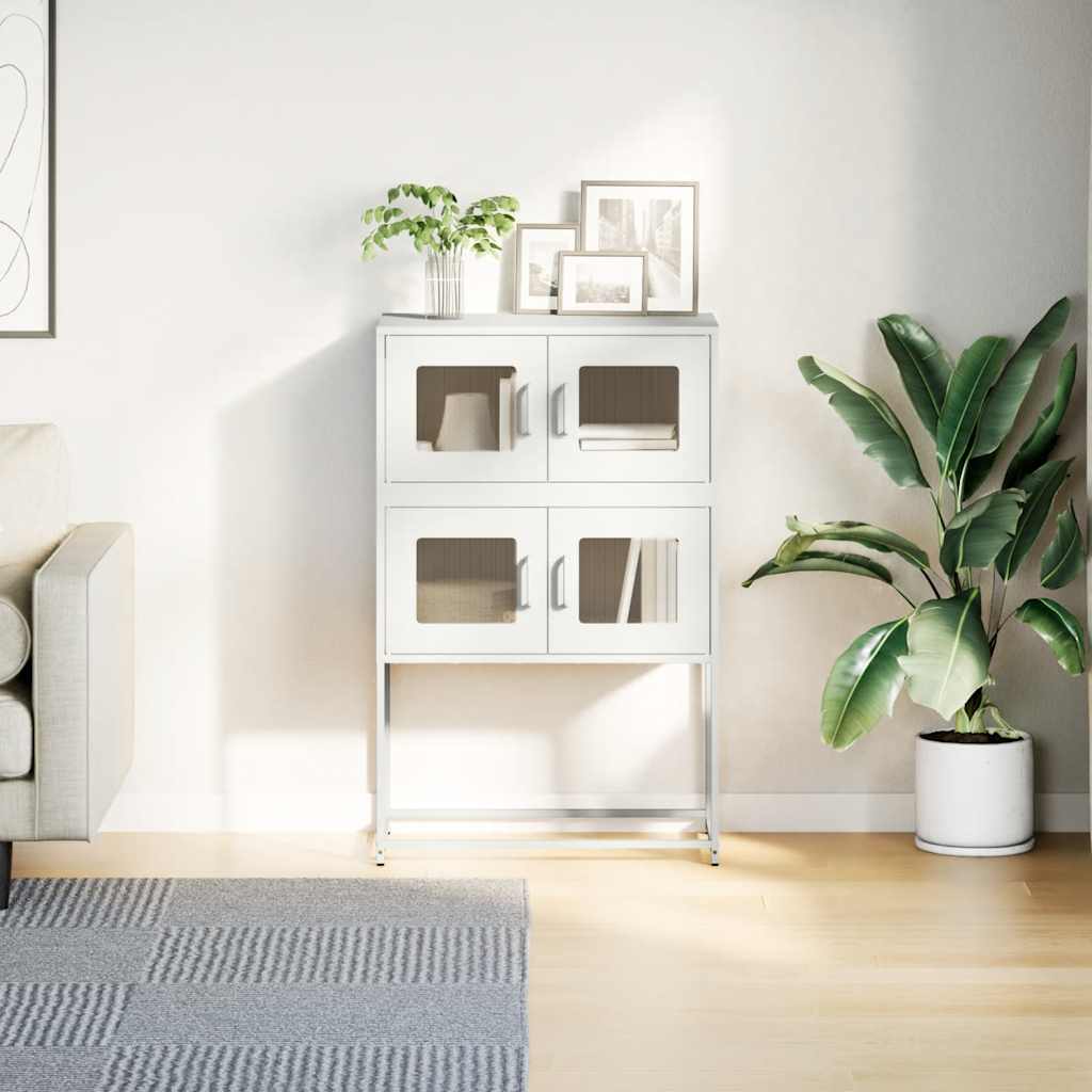 Hoge kast 68x39x107 cm staal wit