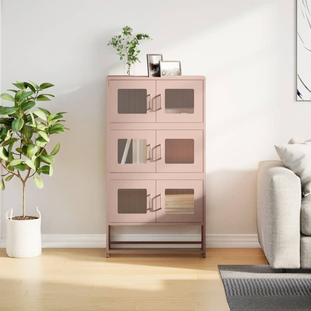 Hoge kast 68x39x123 cm staal roze