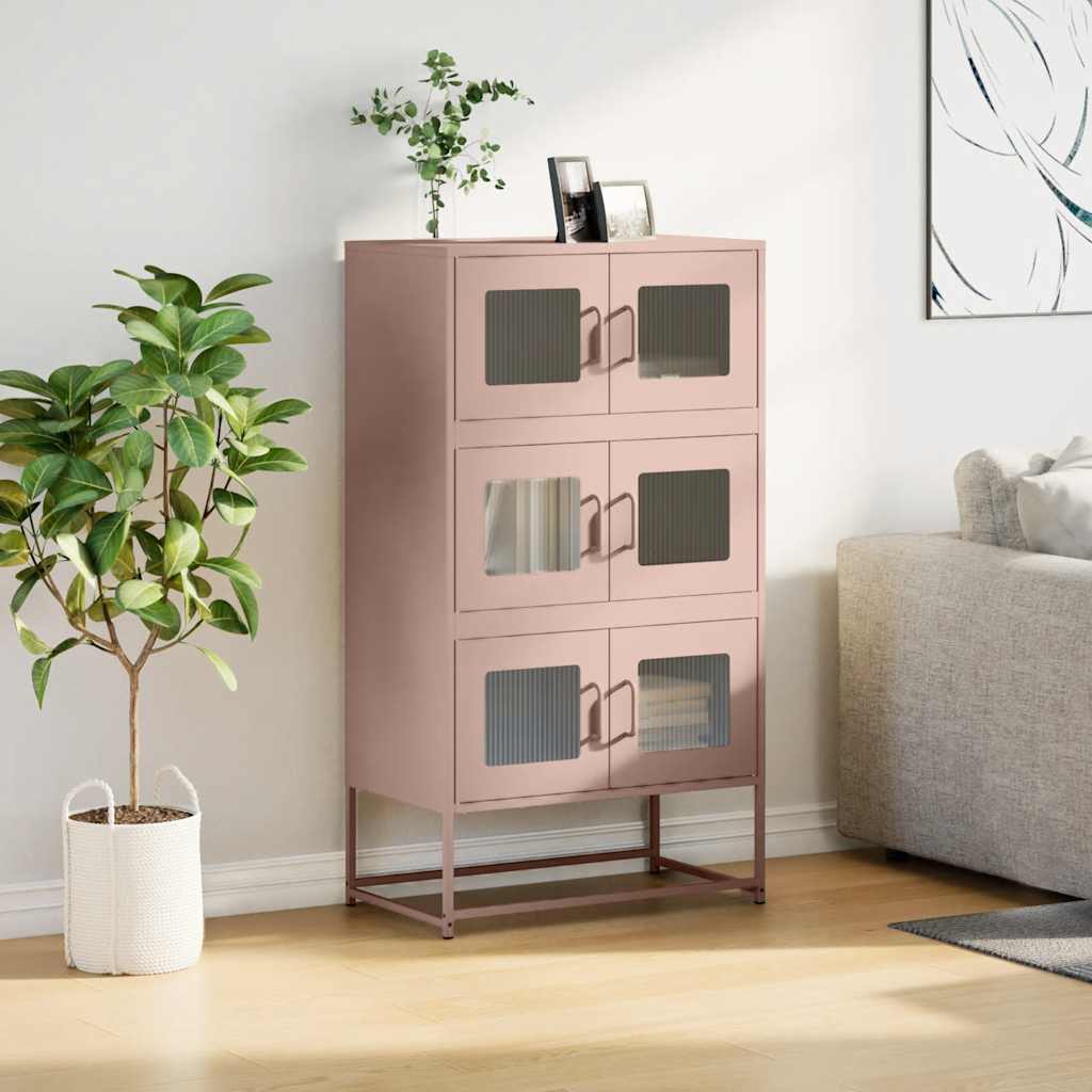 Hoge kast 68x39x123 cm staal roze