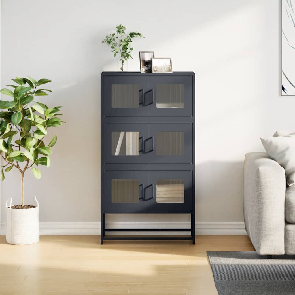 Hoge kast 68x39x123 cm staal antracietkleurig