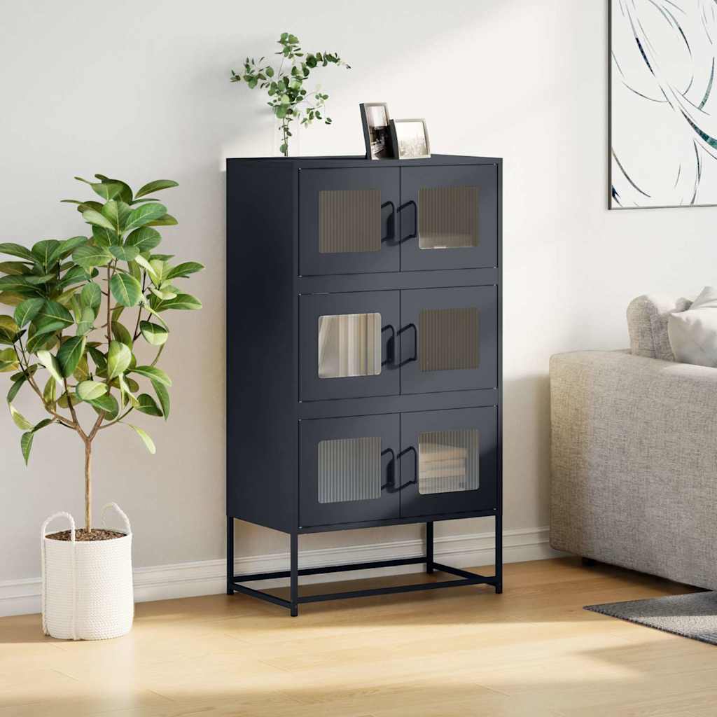 Hoge kast 68x39x123 cm staal antracietkleurig