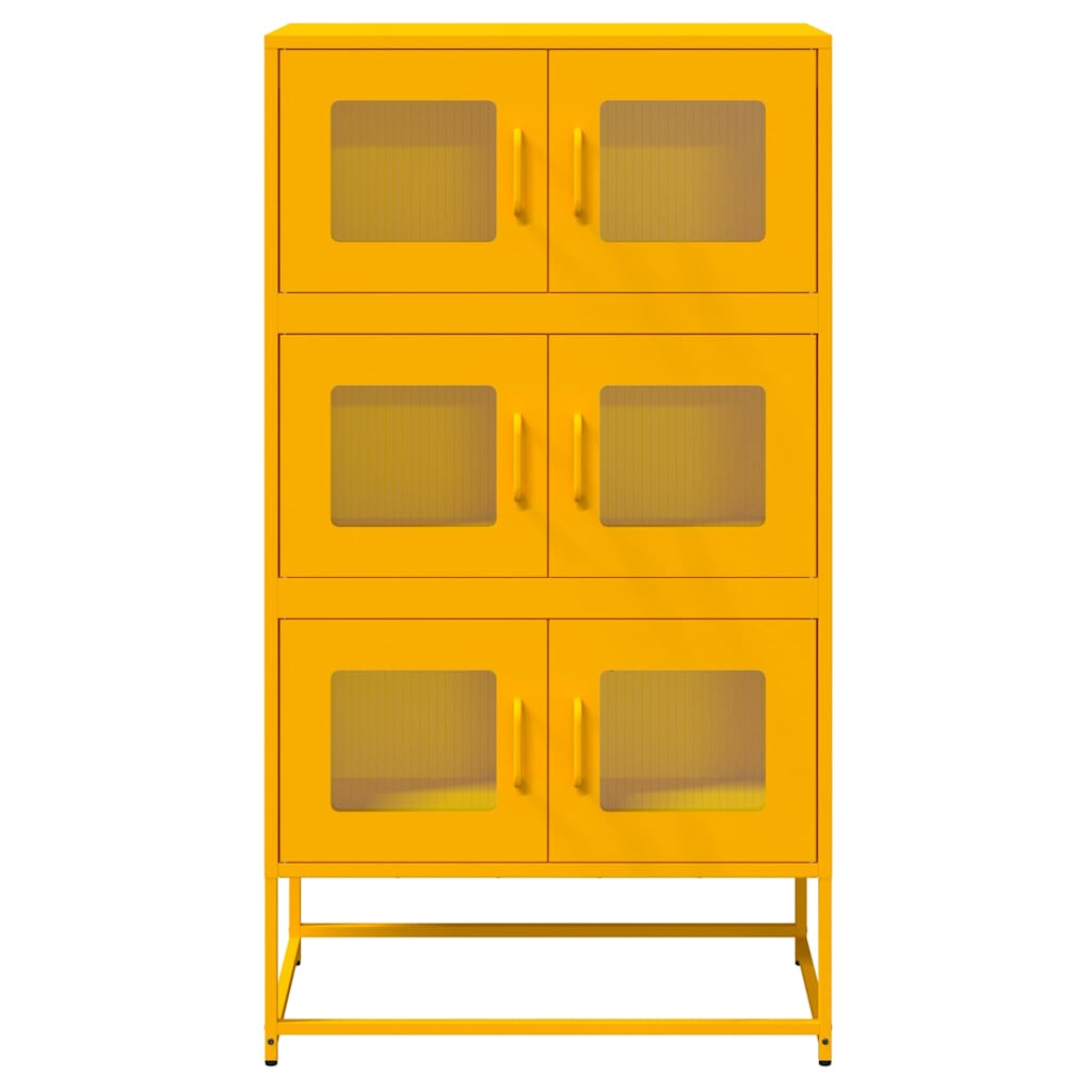 Hoge kast 68x39x123 cm staal mosterdgeel