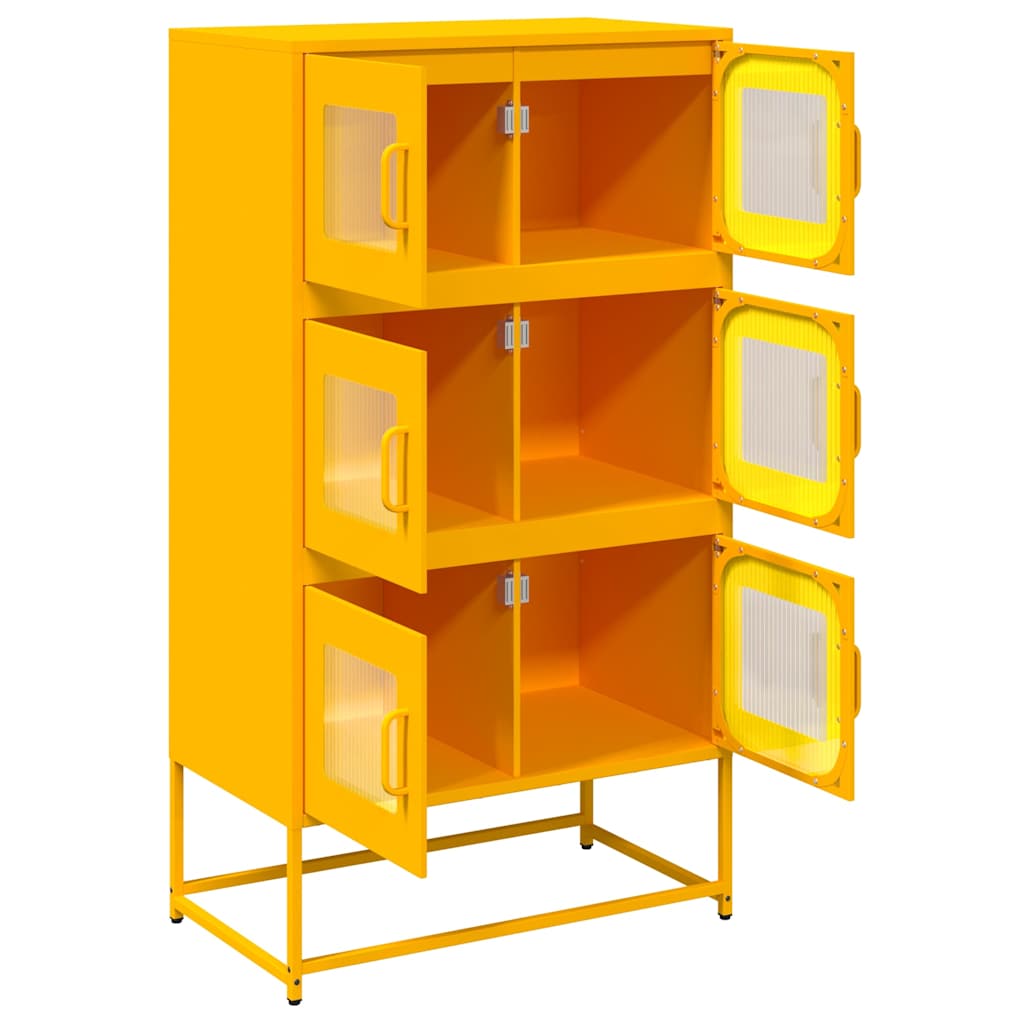 Hoge kast 68x39x123 cm staal mosterdgeel