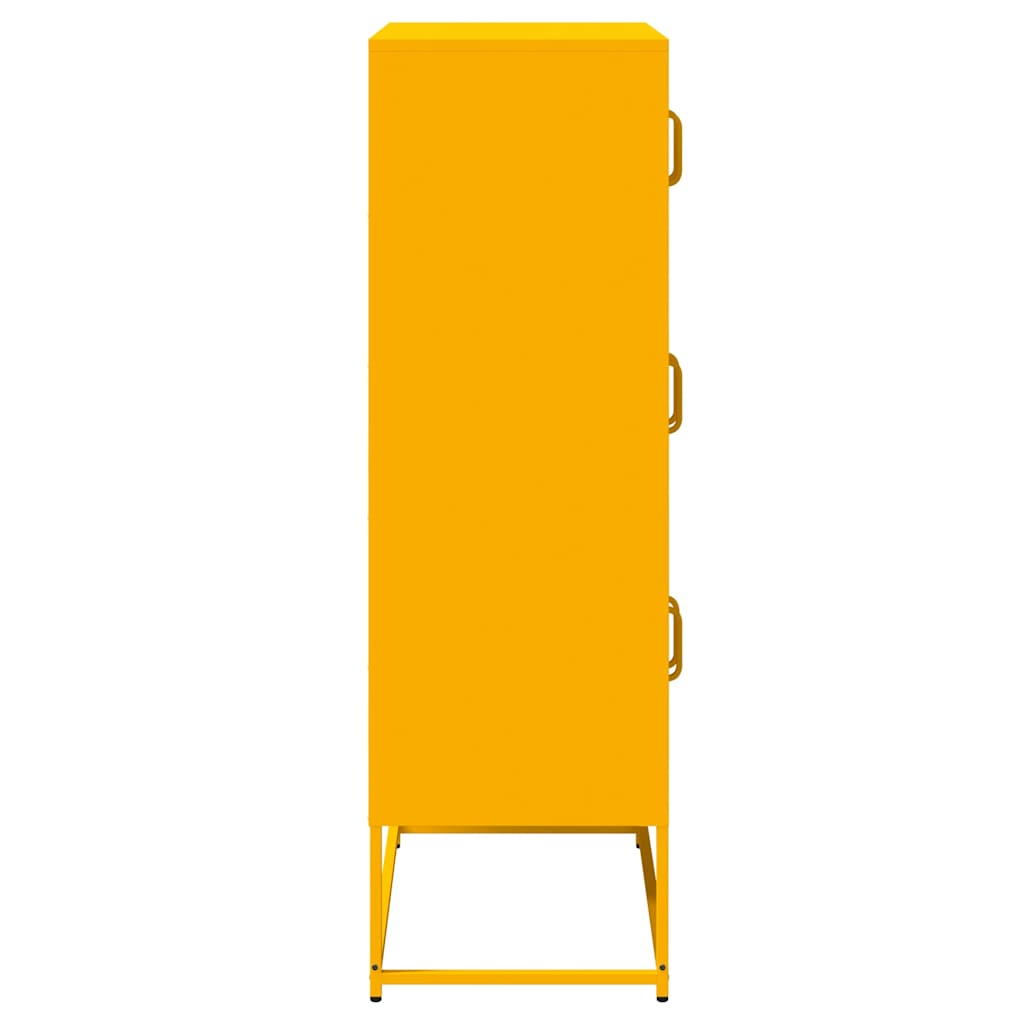 Hoge kast 68x39x123 cm staal mosterdgeel
