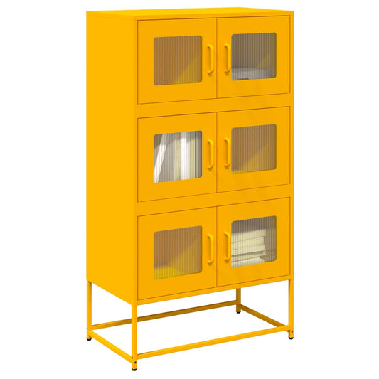 Hoge kast 68x39x123 cm staal mosterdgeel