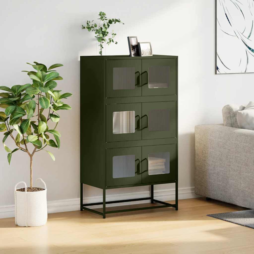 Hoge kast 68x39x123 cm staal olijfgroen