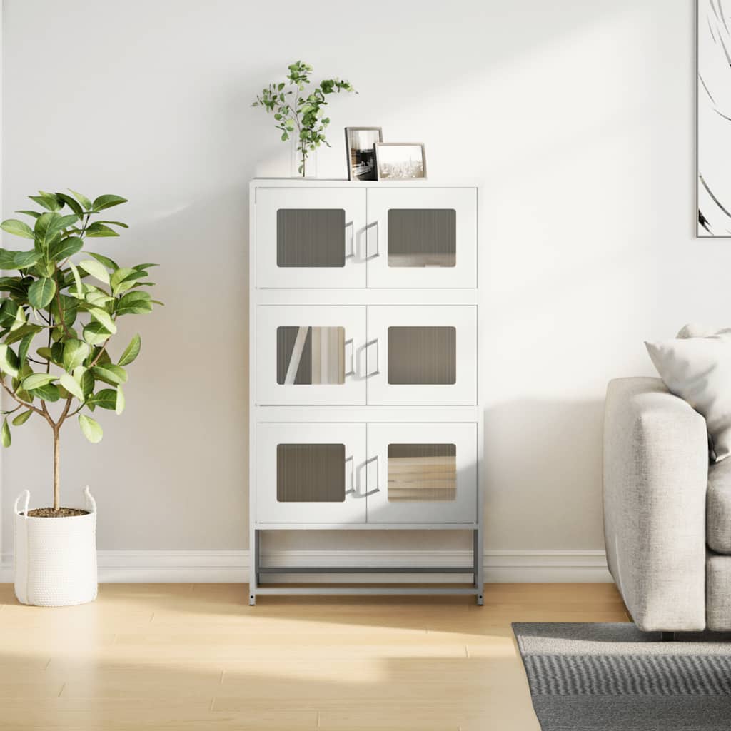 Hoge kast 68x39x123 cm staal wit