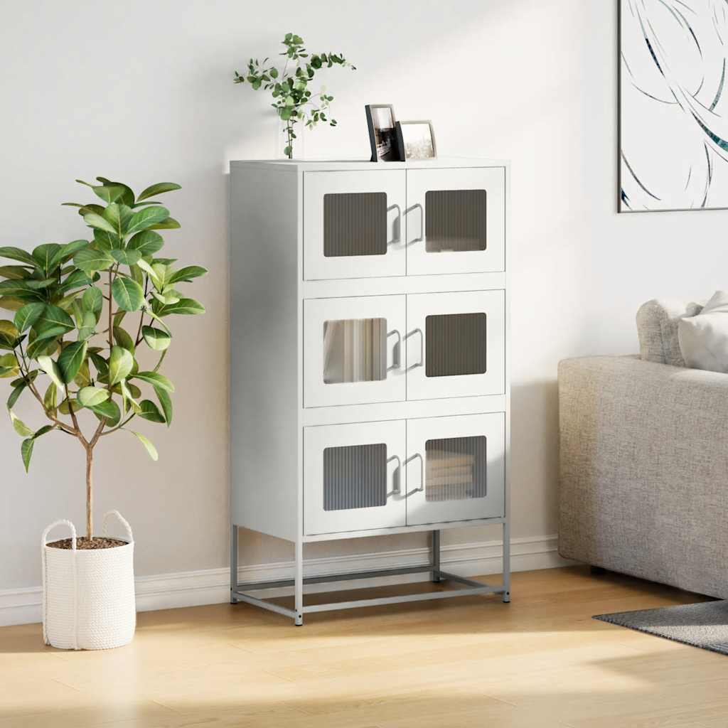 Hoge kast 68x39x123 cm staal wit