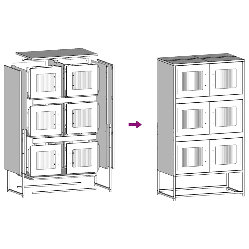 Hoge kast 68x39x123 cm staal wit
