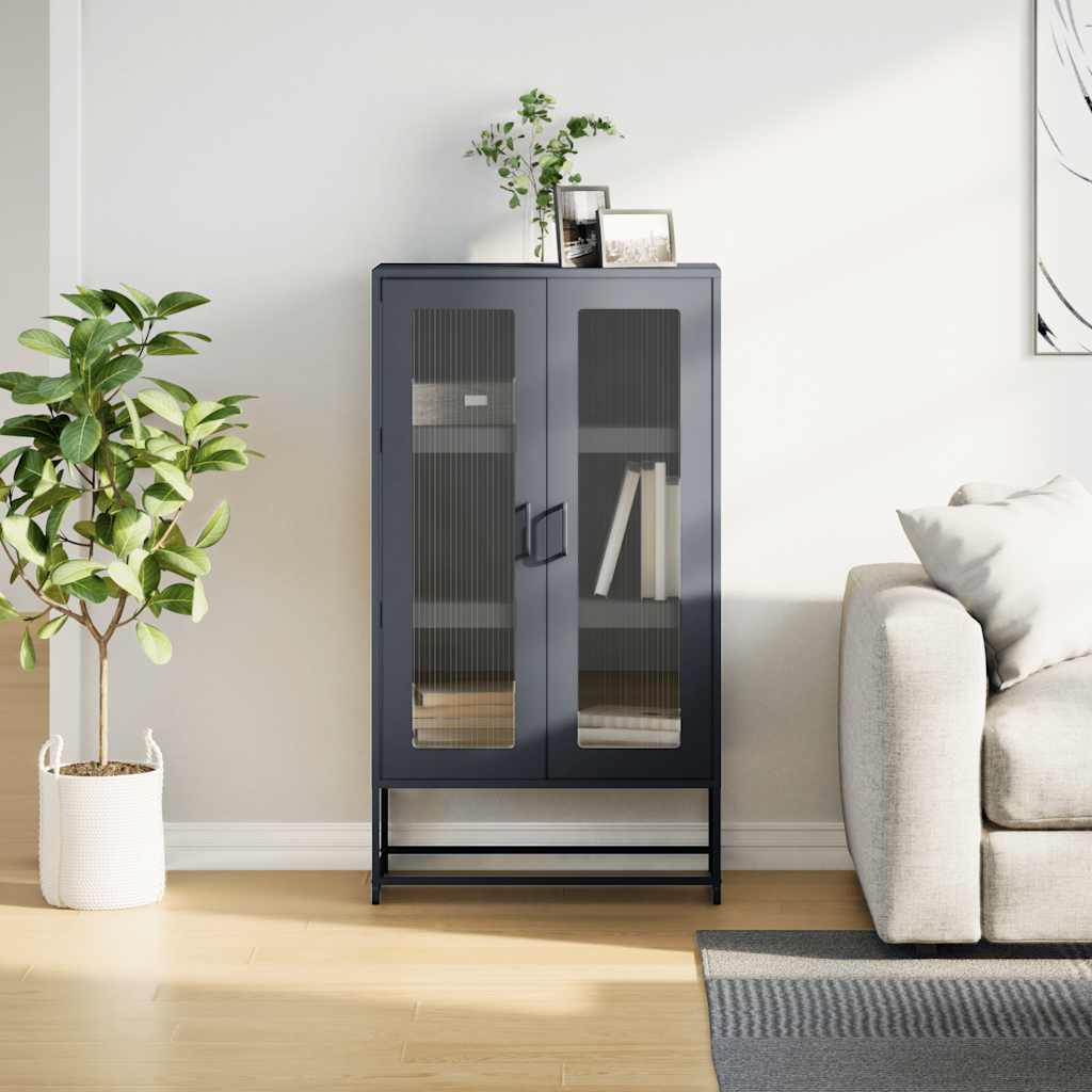 Hoge kast 68x39x123 cm staal antracietkleurig