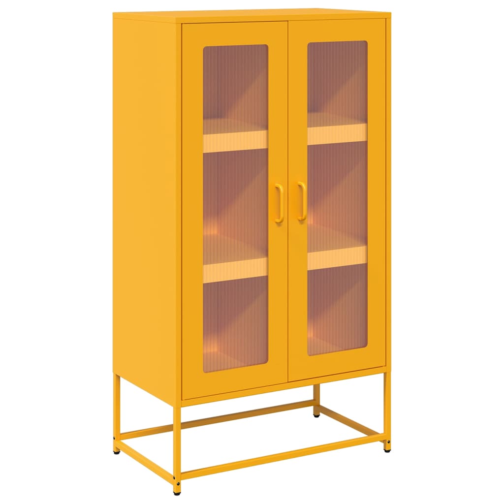 Hoge kast 68x39x123 cm staal mosterdgeel