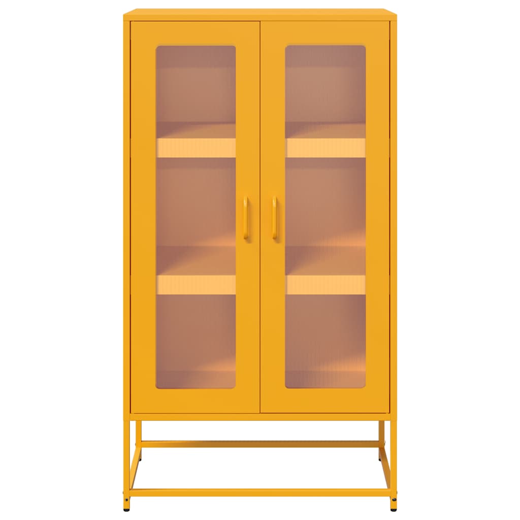 Hoge kast 68x39x123 cm staal mosterdgeel