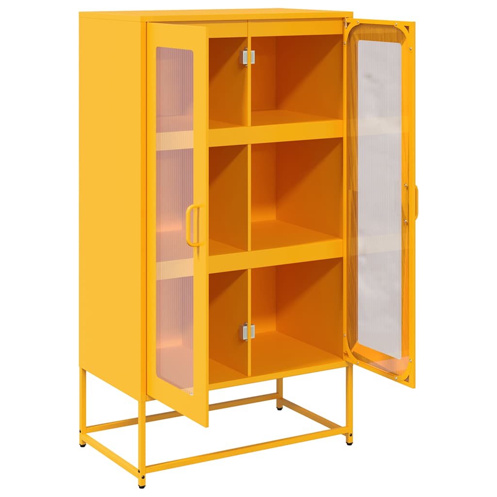Hoge kast 68x39x123 cm staal mosterdgeel