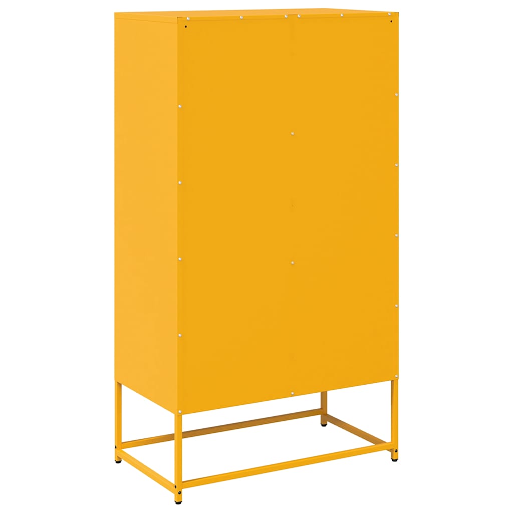 Hoge kast 68x39x123 cm staal mosterdgeel