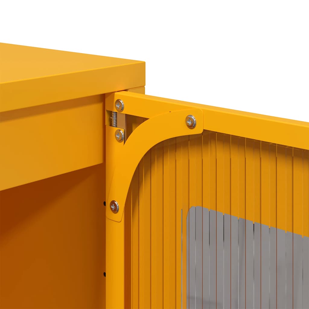 Hoge kast 68x39x123 cm staal mosterdgeel