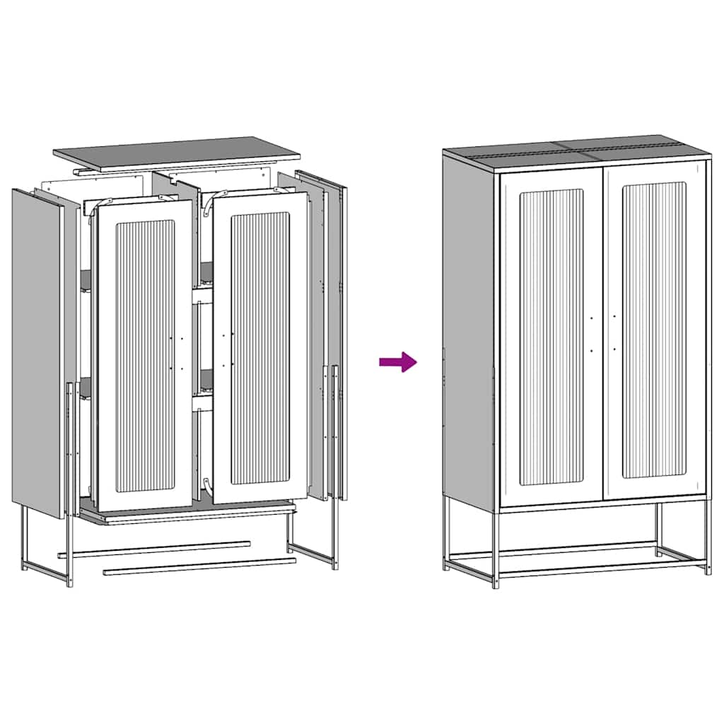 Hoge kast 68x39x123 cm staal mosterdgeel
