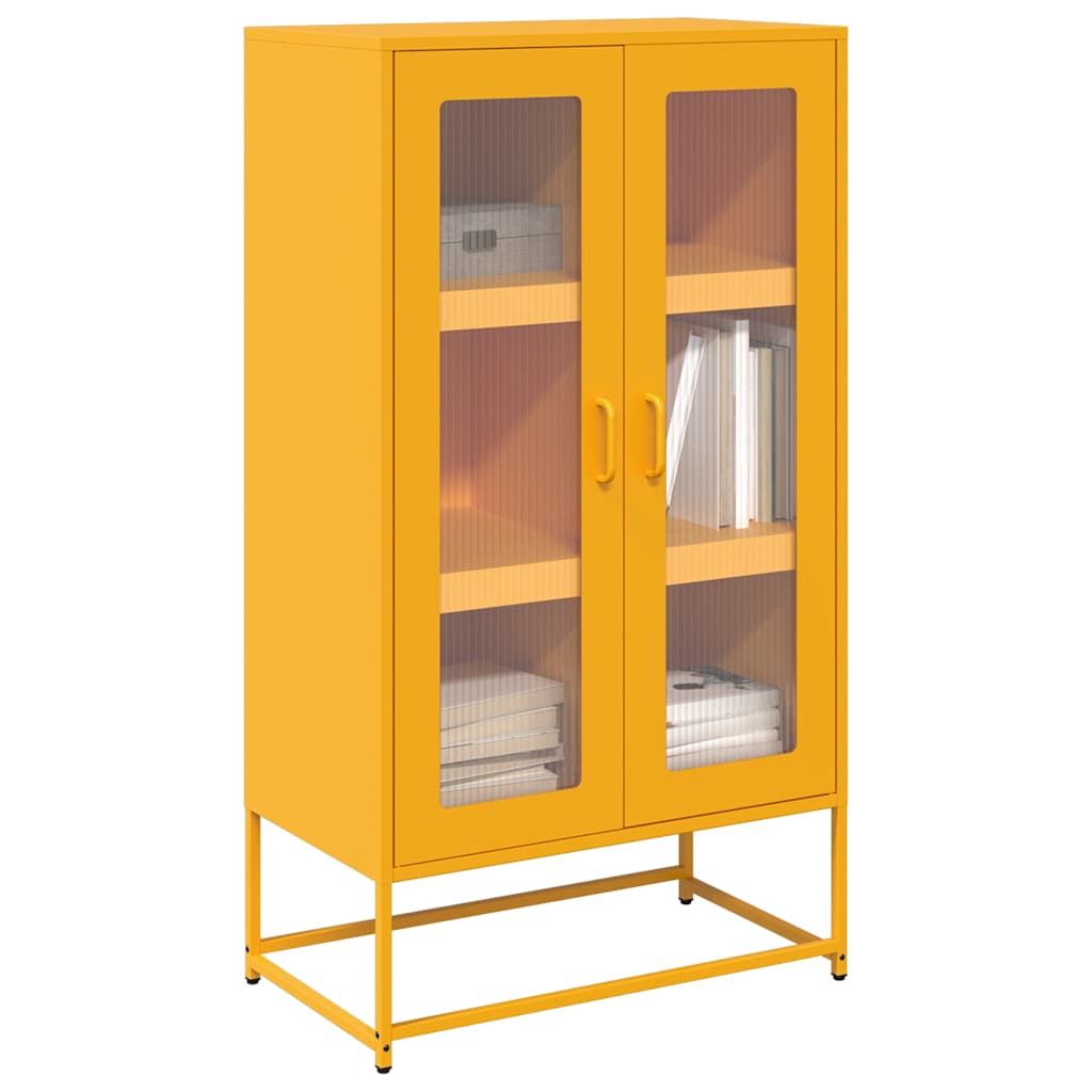 Hoge kast 68x39x123 cm staal mosterdgeel