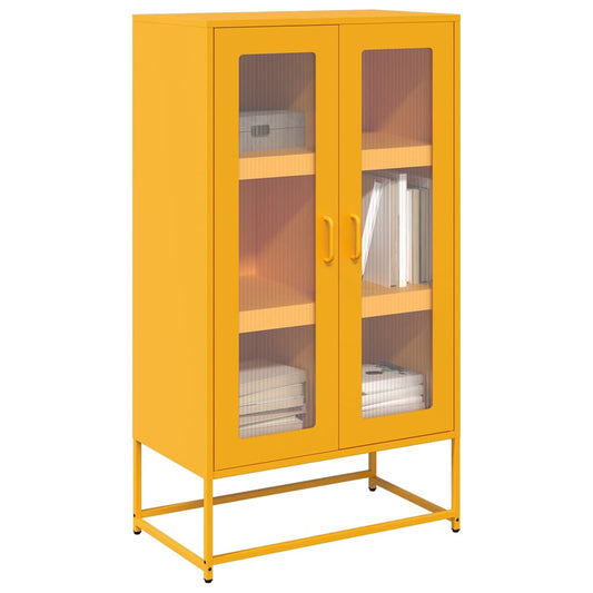 Hoge kast 68x39x123 cm staal mosterdgeel