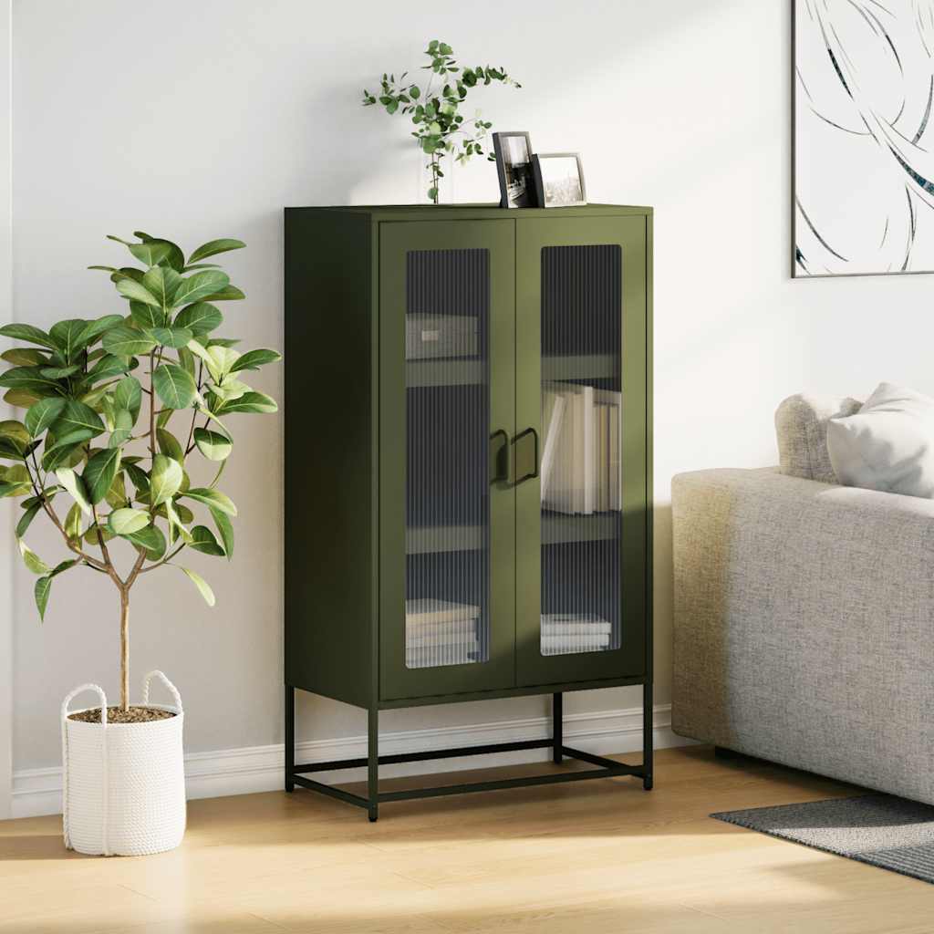 Hoge kast 68x39x123 cm staal olijfgroen
