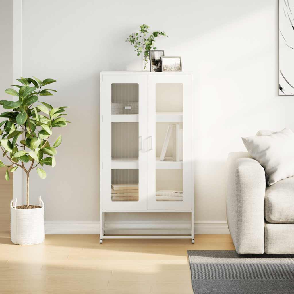 Hoge kast 68x39x123 cm staal wit