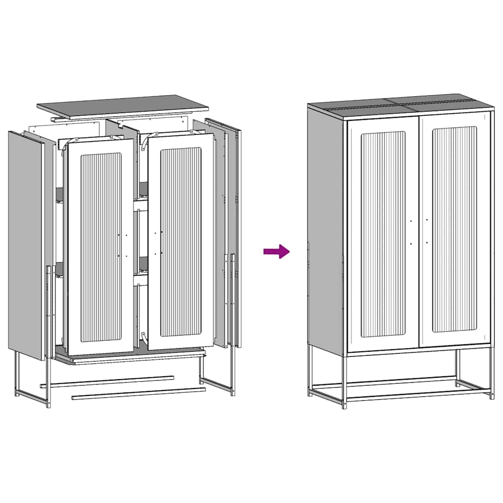 Hoge kast 68x39x123 cm staal wit