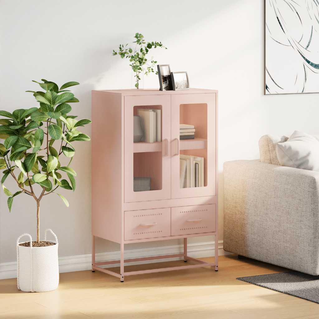 Hoge kast 68x39x111,5 cm staal roze