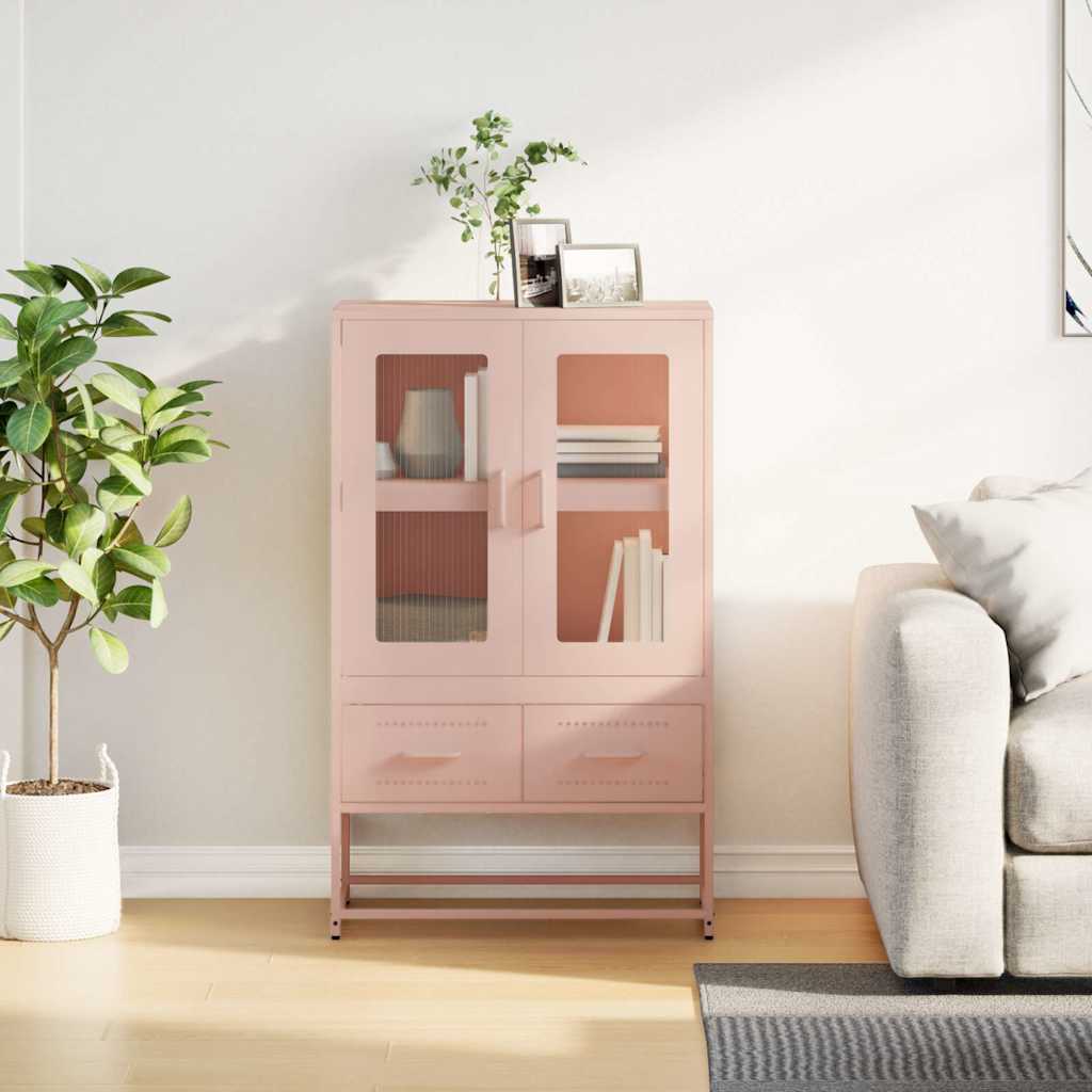 Hoge kast 68x39x111,5 cm staal roze