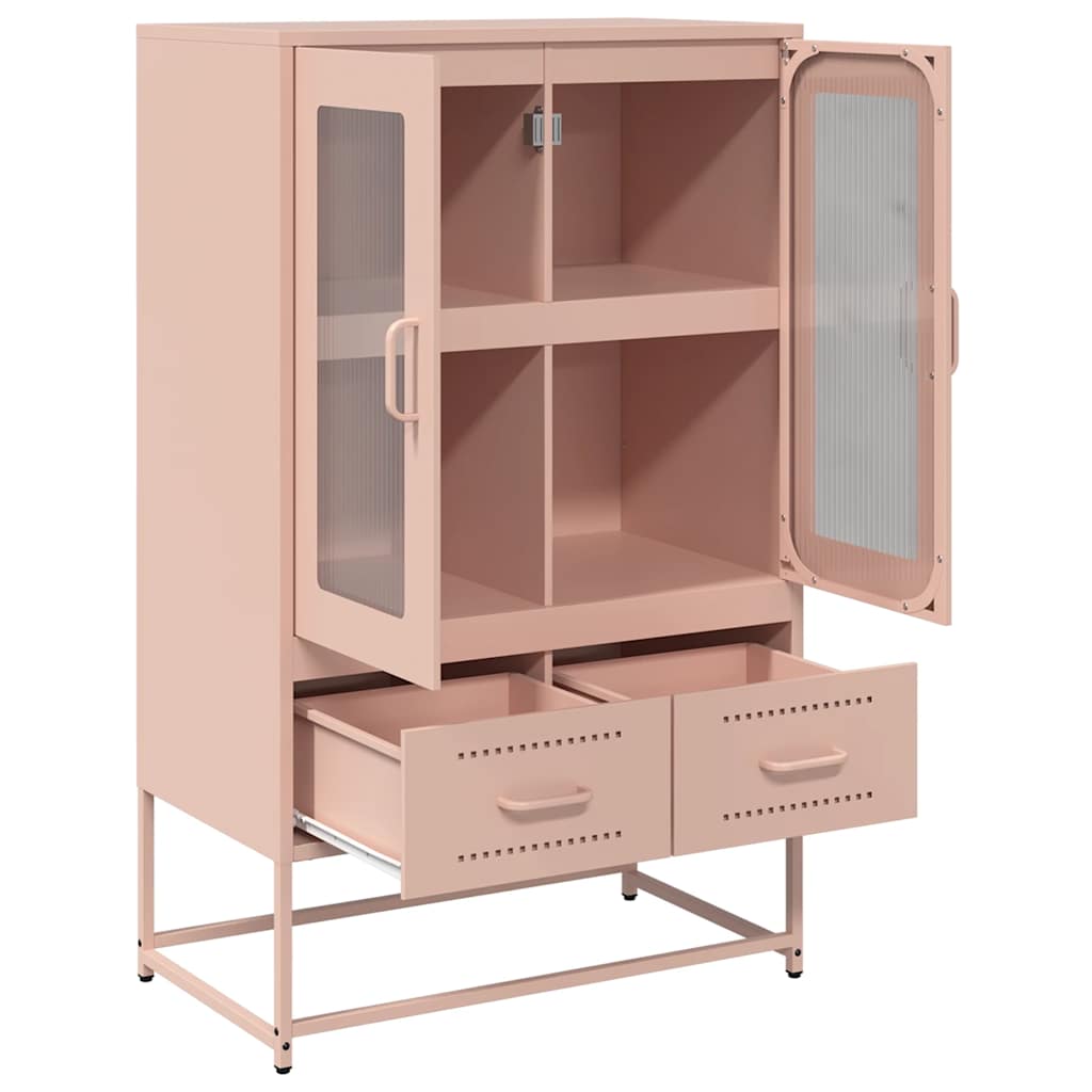 Hoge kast 68x39x111,5 cm staal roze