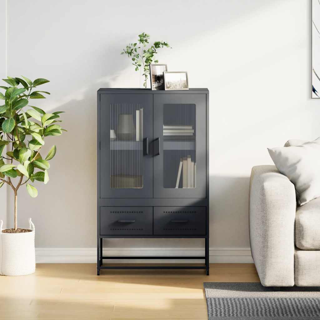 Hoge kast 68x39x111,5 cm staal antracietkleurig