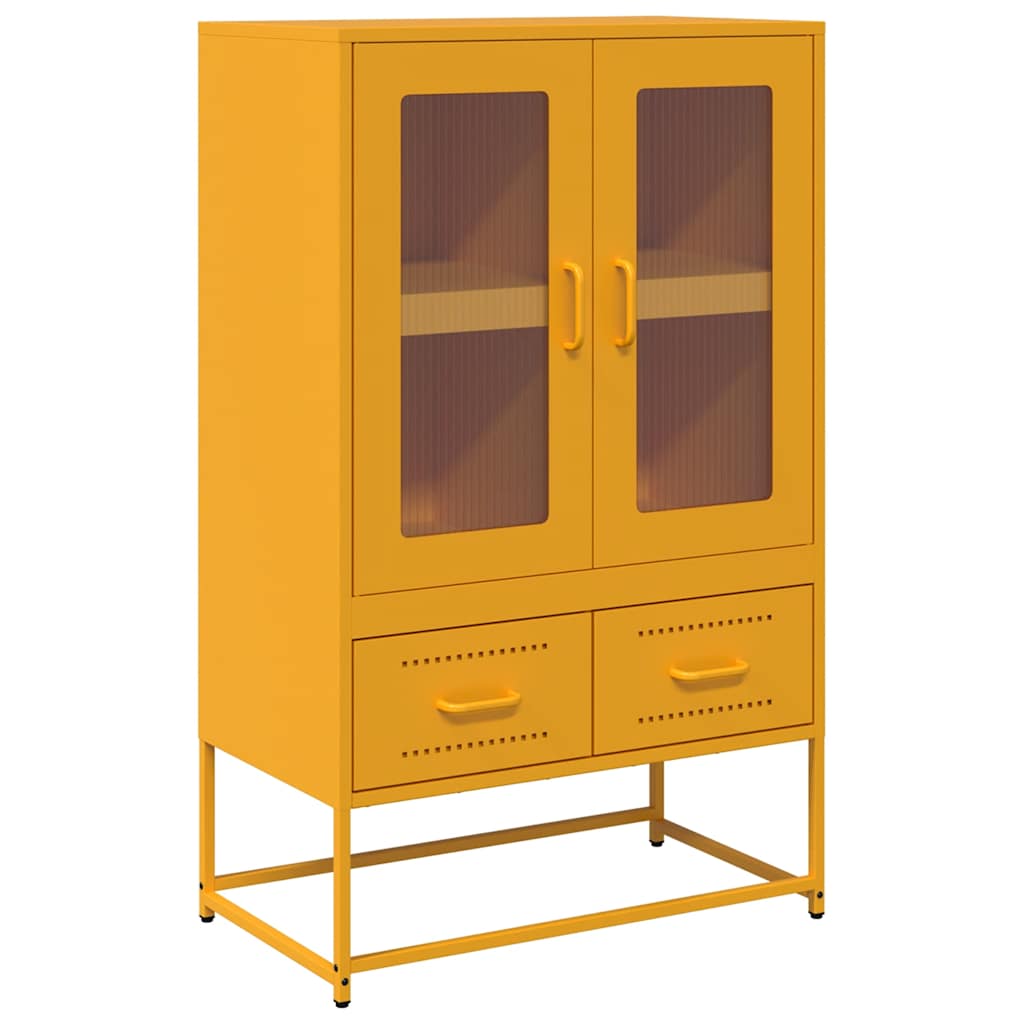 Hoge kast 68x39x111,5 cm staal mosterdgeel