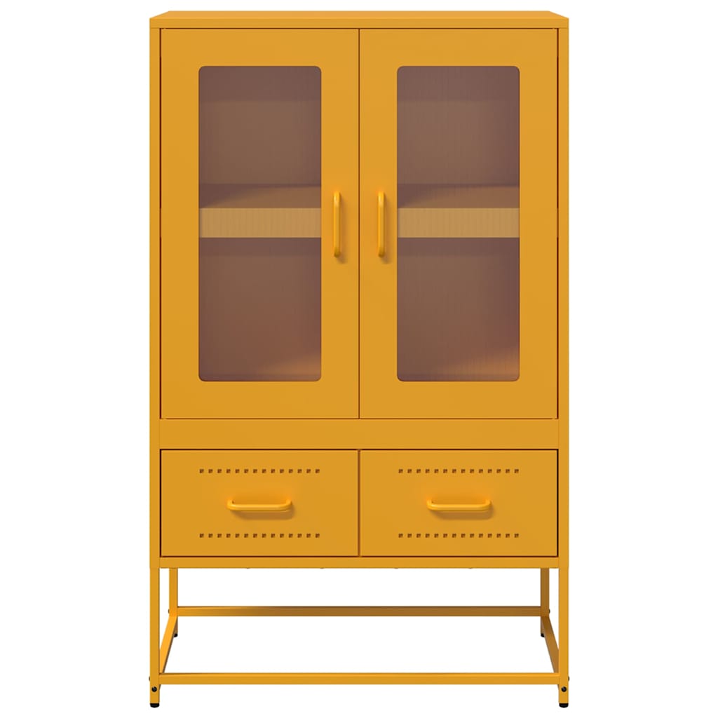 Hoge kast 68x39x111,5 cm staal mosterdgeel