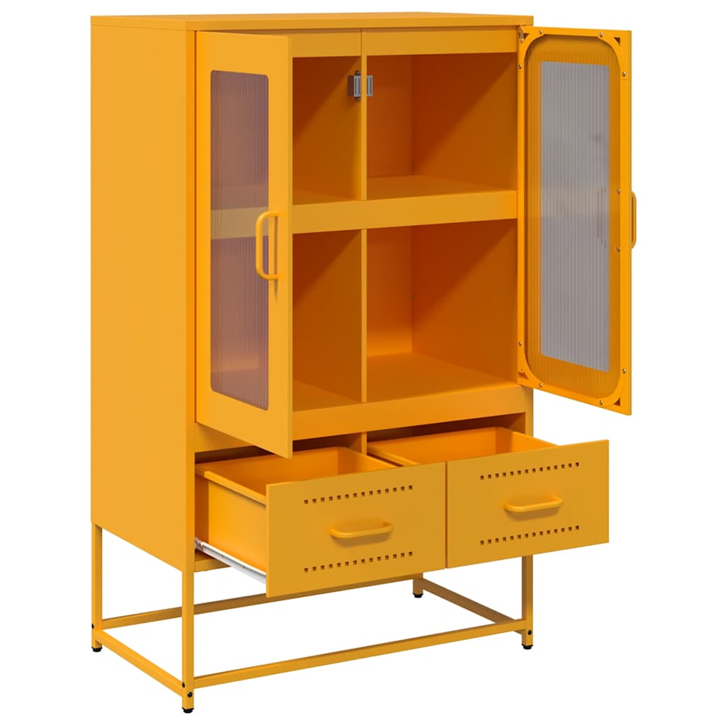 Hoge kast 68x39x111,5 cm staal mosterdgeel
