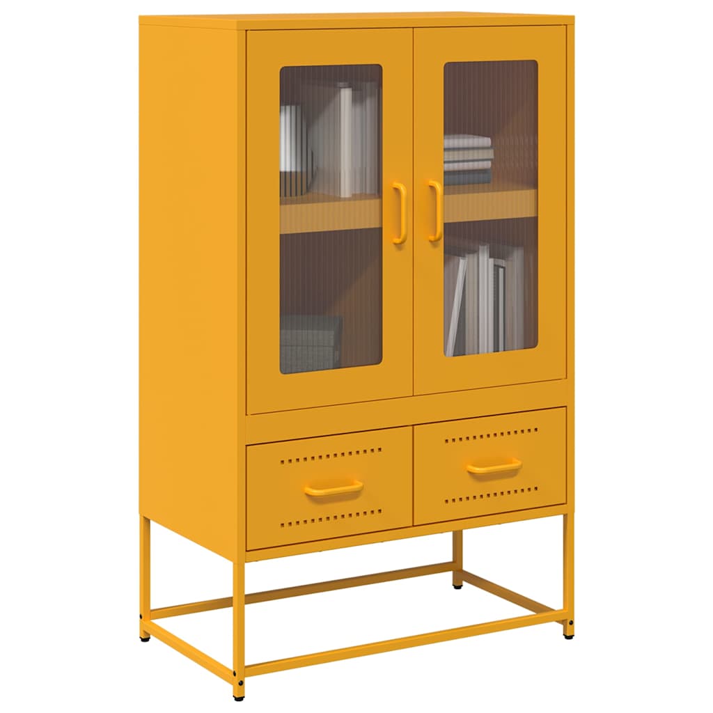 Hoge kast 68x39x111,5 cm staal mosterdgeel