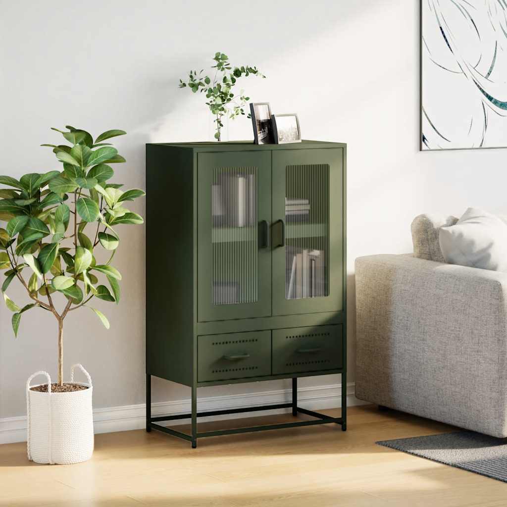 Hoge kast 68x39x111,5 cm staal olijfgroen