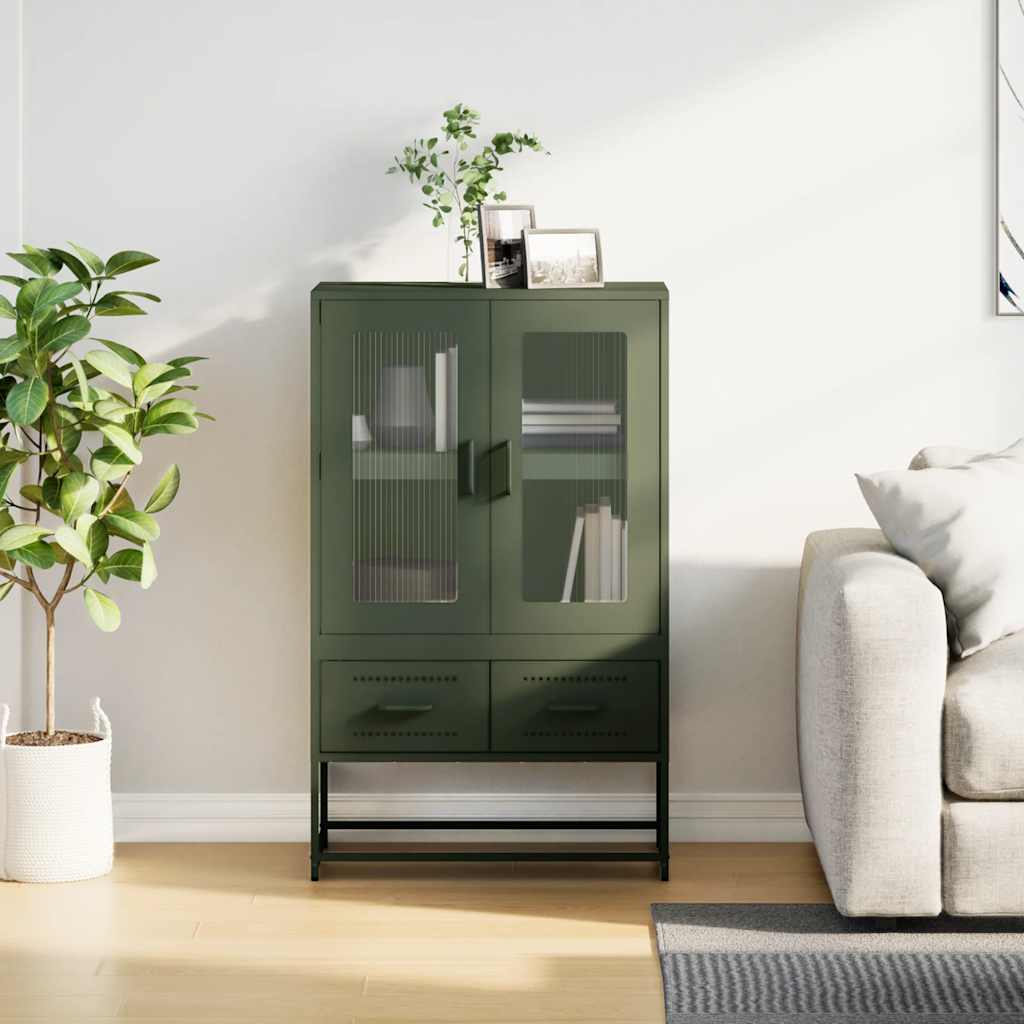 Hoge kast 68x39x111,5 cm staal olijfgroen