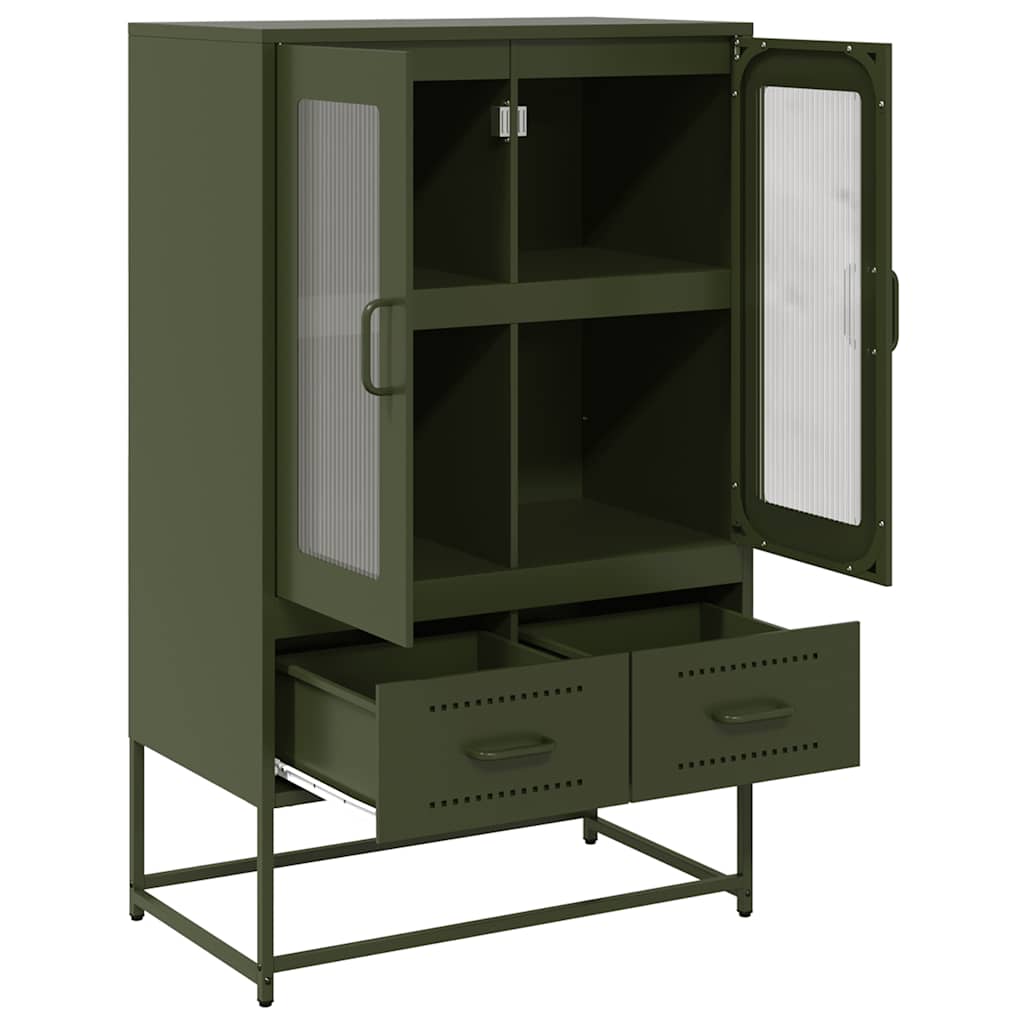 Hoge kast 68x39x111,5 cm staal olijfgroen