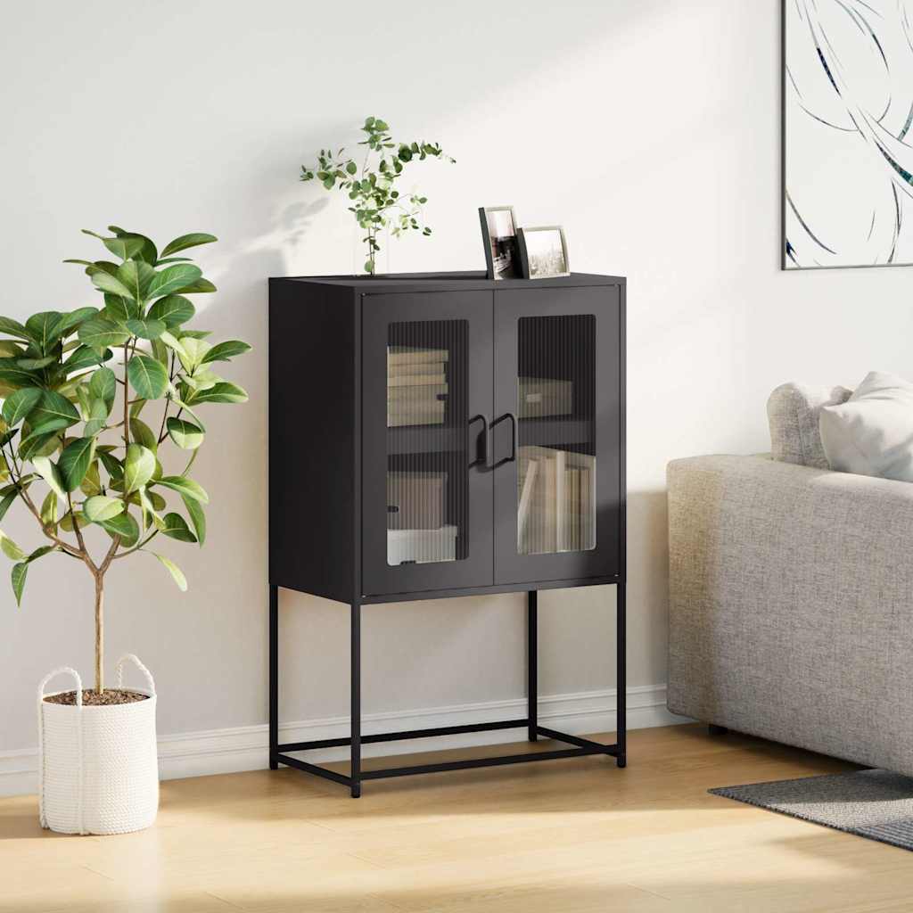 Hoge kast 68x39x107 cm staal zwart
