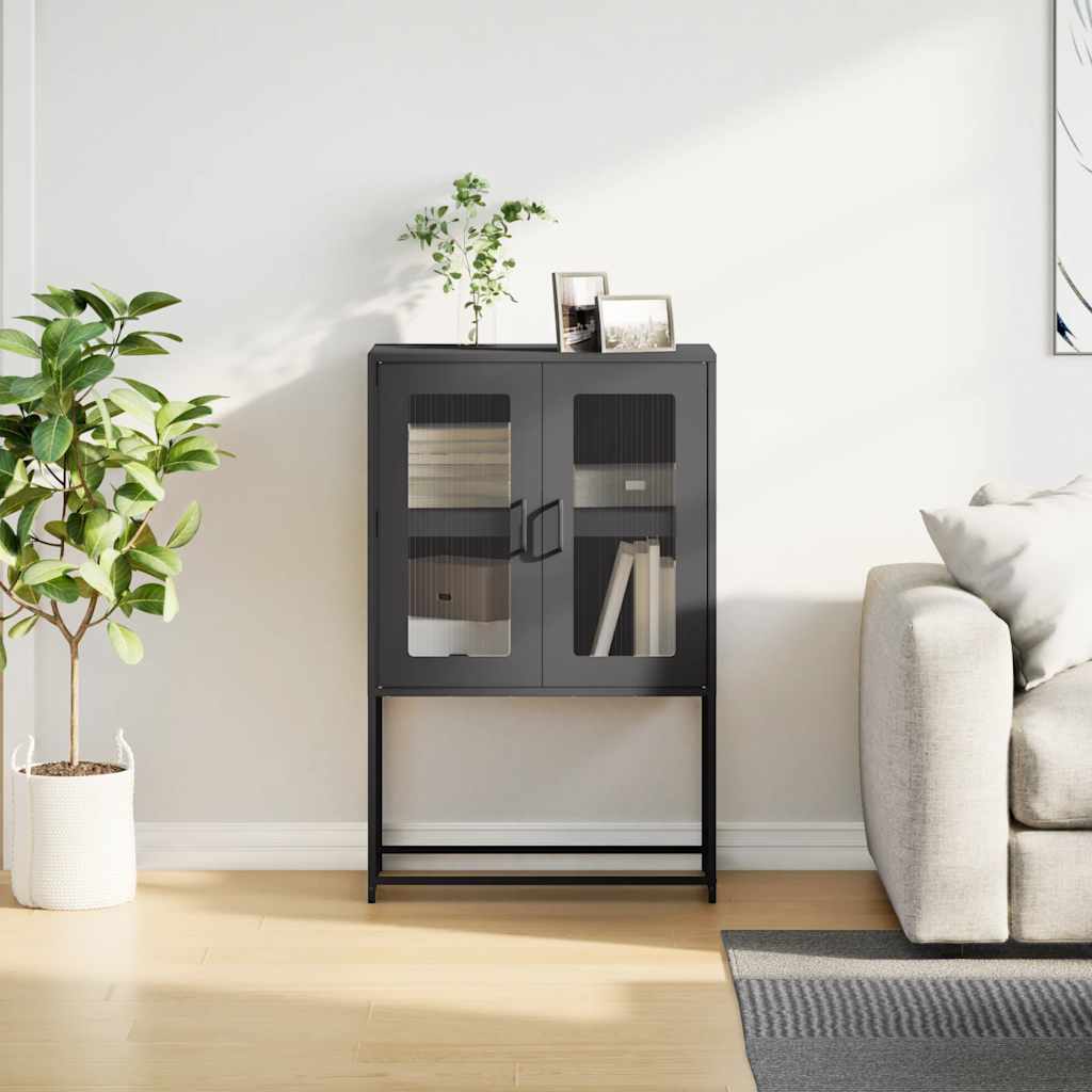 Hoge kast 68x39x107 cm staal zwart