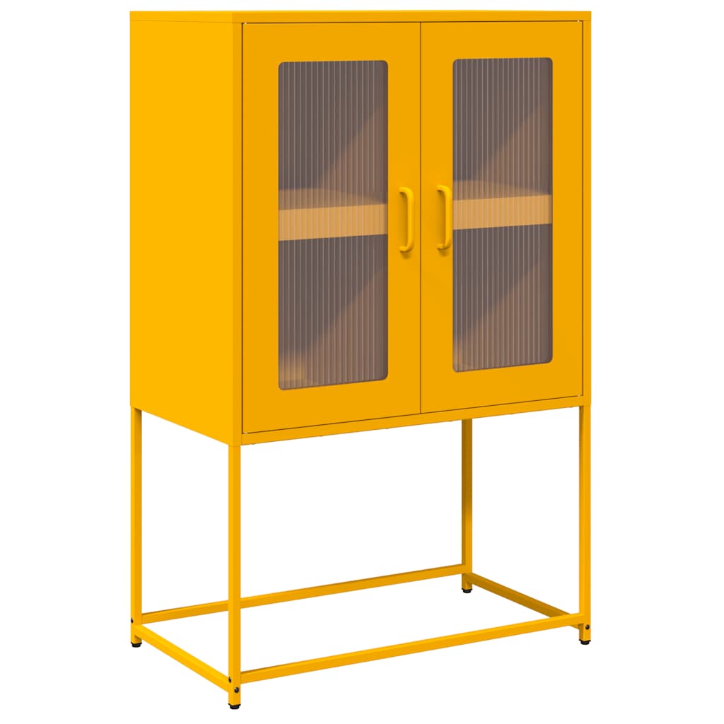 Hoge kast 68x39x107 cm staal mosterdgeel