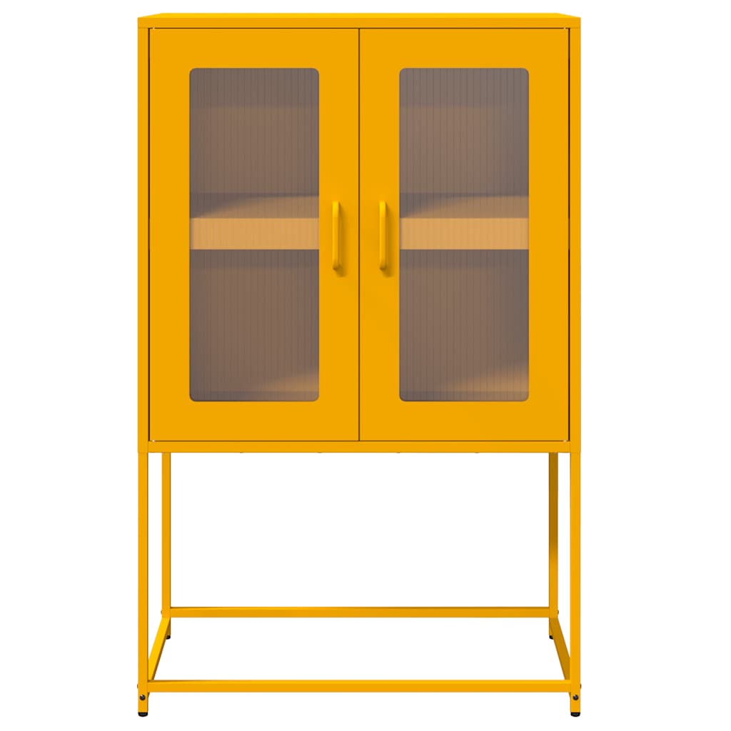 Hoge kast 68x39x107 cm staal mosterdgeel