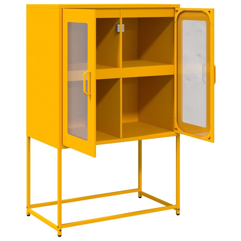 Hoge kast 68x39x107 cm staal mosterdgeel
