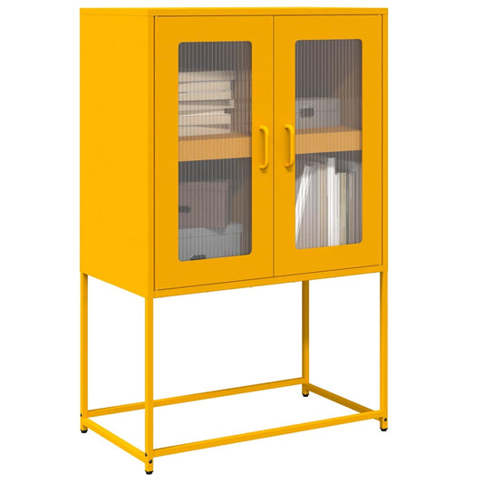 Hoge kast 68x39x107 cm staal mosterdgeel