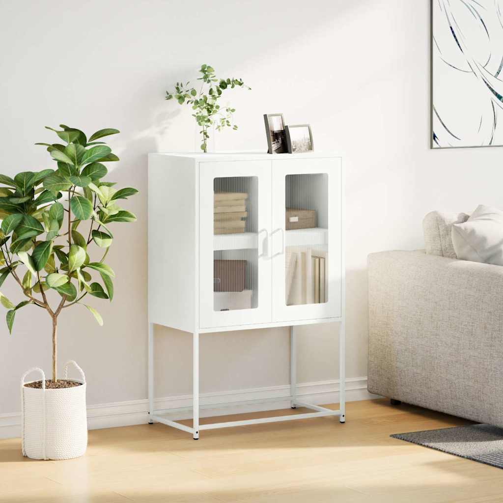 Hoge kast 68x39x107 cm staal wit