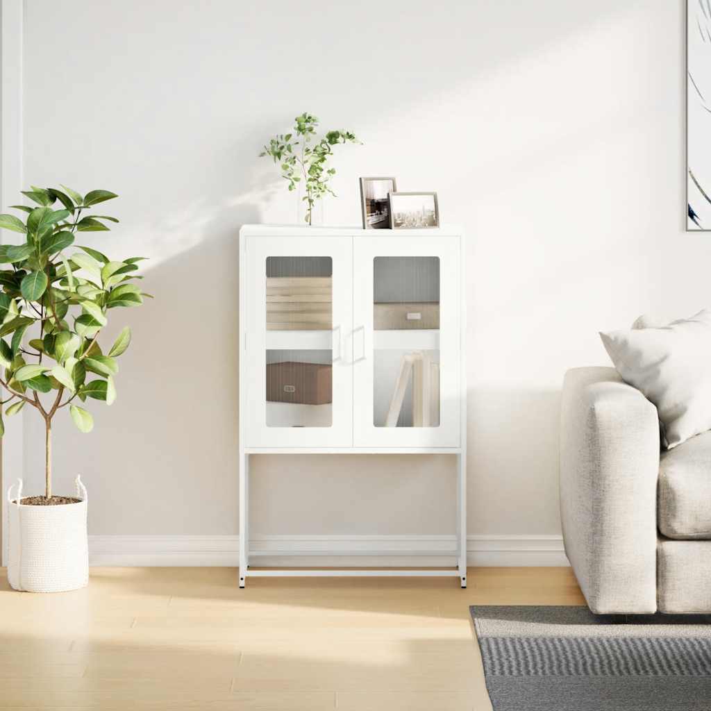 Hoge kast 68x39x107 cm staal wit