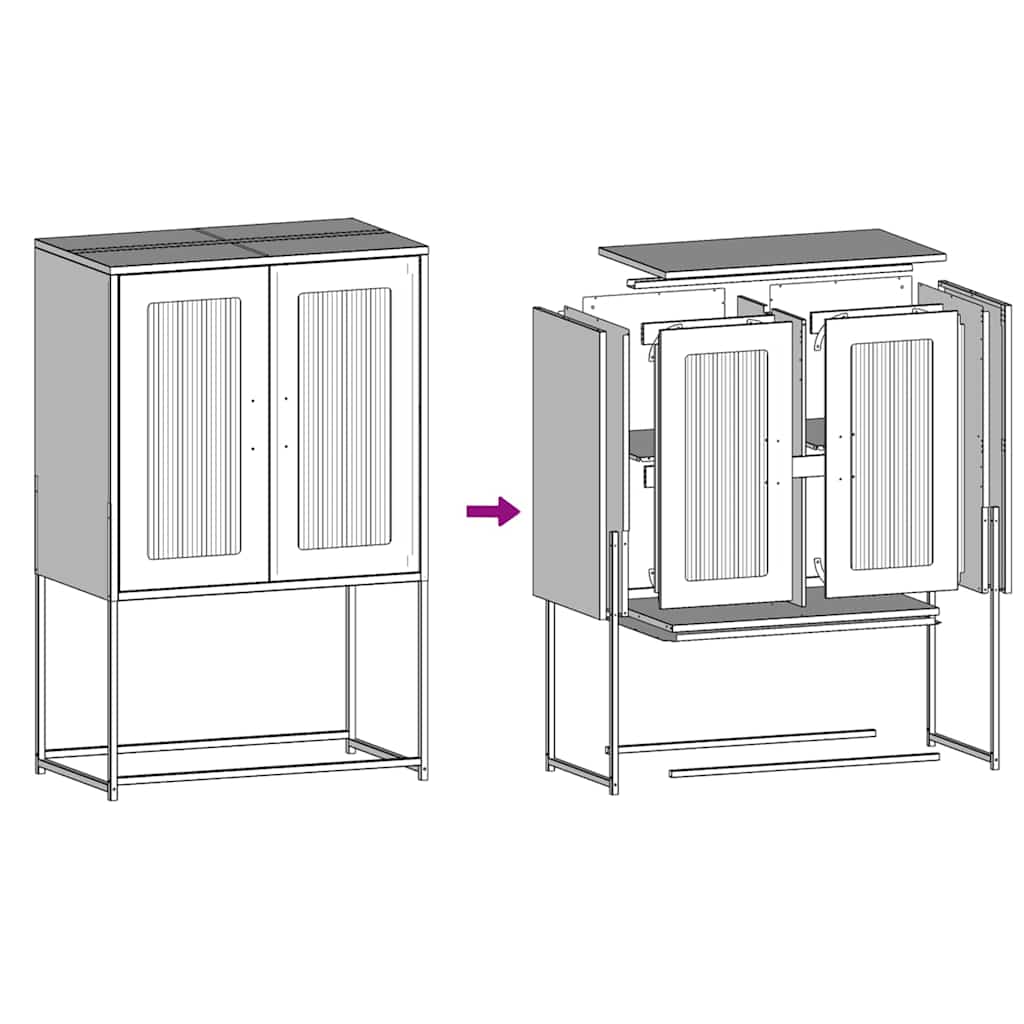 Hoge kast 68x39x107 cm staal wit